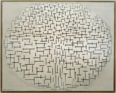 Composition 10 en noir et blanc; Quai et océan - Piet Mondrian